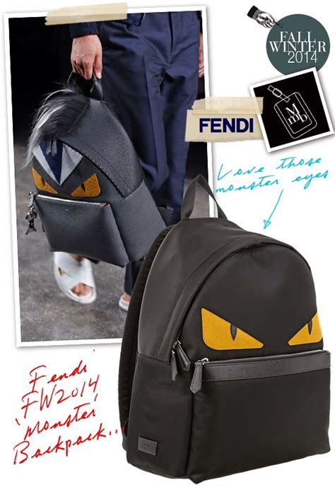 fendi monster backpack yellow eyes|Fendi bugs backpack.